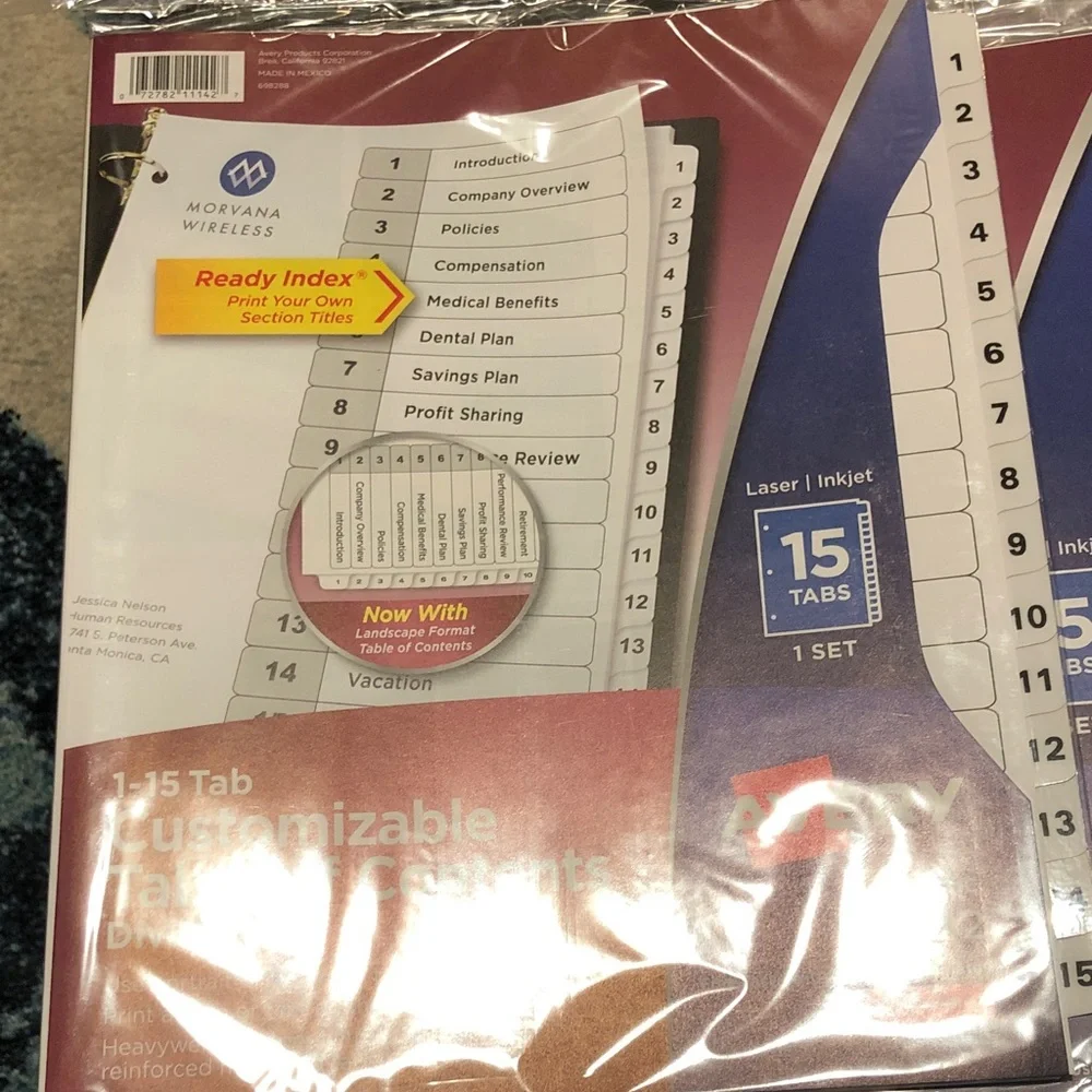 Avery Ready Index Tab Table of Contents Dividers (22)